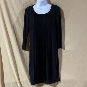 Emaline Size S Elegant Black Fringe-Front Dress
